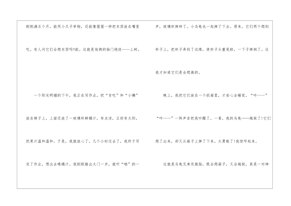 一年级乌龟状物的优秀作文500字7篇_第2页