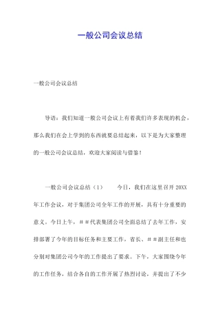 一般公司会议总结