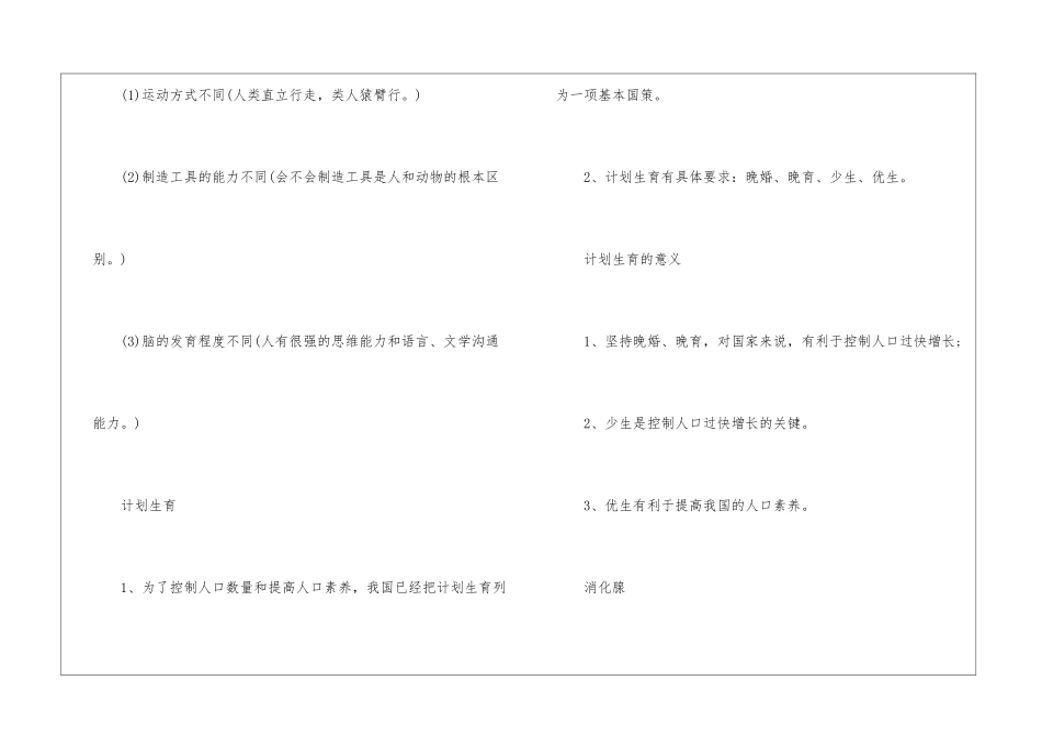 七年级下册生物课本第一章知识点总结_第2页