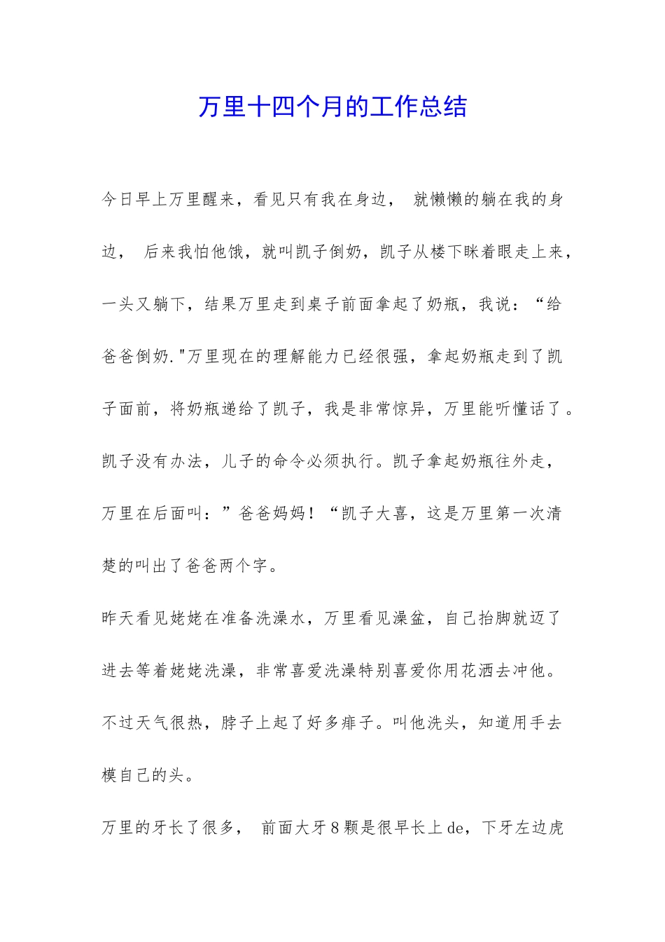 万里十四个月的工作总结-_第1页