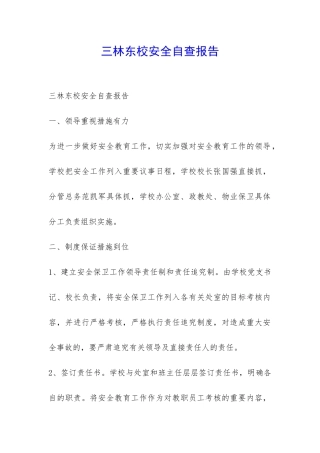 三林东校安全自查报告-