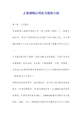 上海浦钢公司实习报告小结-
