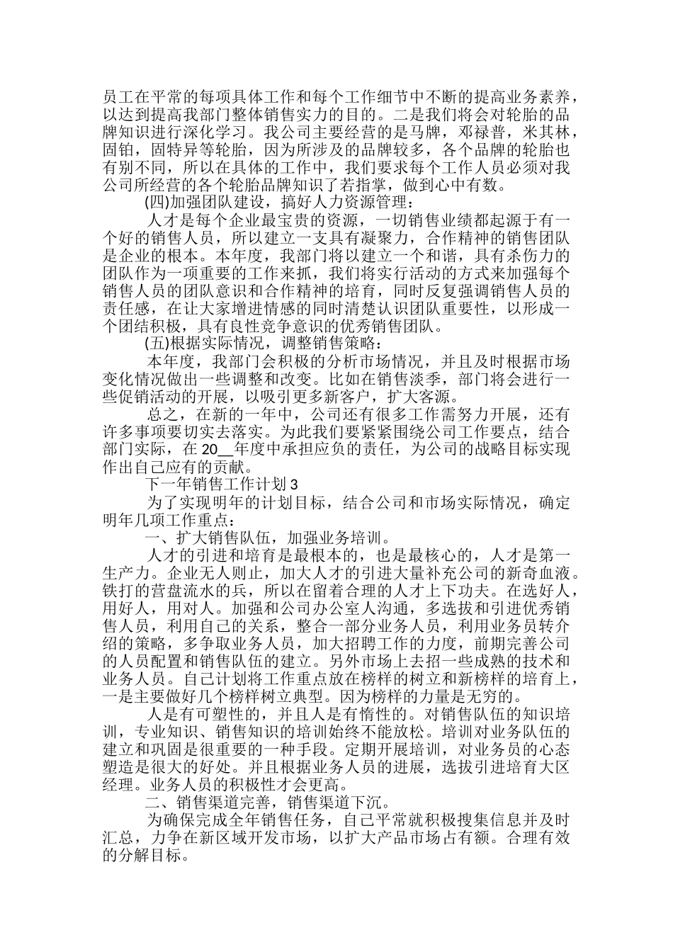 下一年销售工作计划分享_第3页