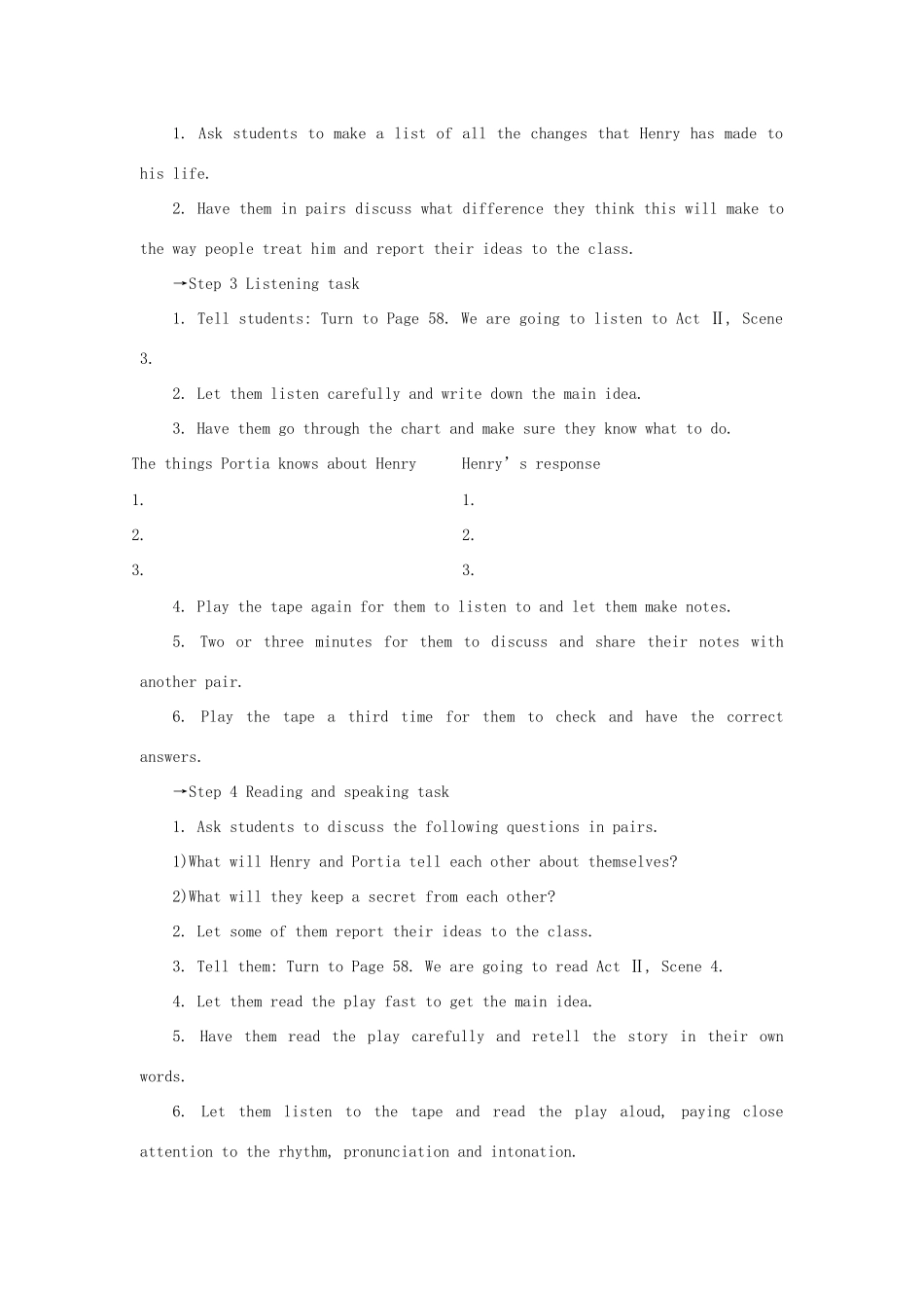 高中英语 Unit 3 The Million Pound Bank Note Period 6 Using language Listening reading and writing优秀教案 新人教版必修3_第3页