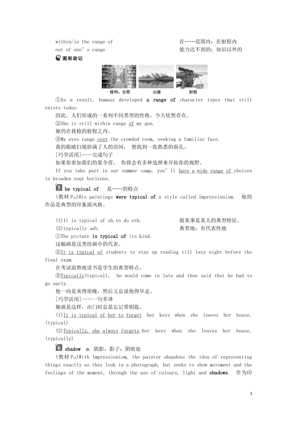 高中英语 Unit 3 The world of colours and light Section Ⅱ Welcome to the unit  Reading—Language Points学案 牛津译林版选修8-牛津版高二选修8英语学案_第3页