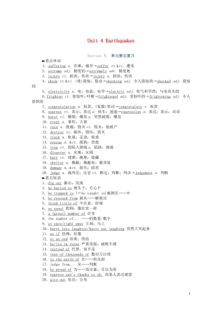 高中英语 Unit 4 Earthquakes Section Ⅴ单元要点复习学案（含解析）新人教版必修1-新人教版高一必修1英语学案