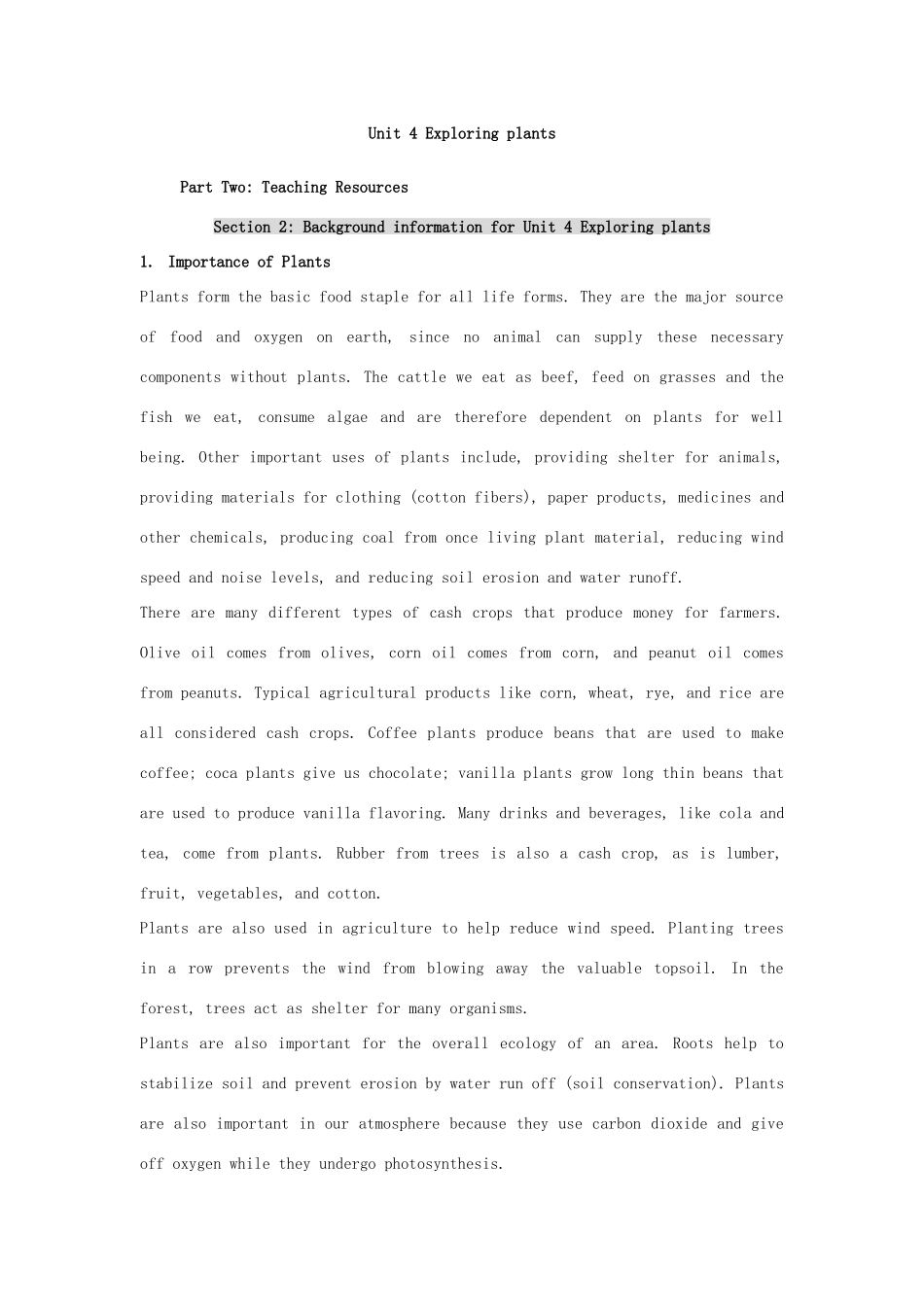 高中英语 Unit 4《Exploring plants》文字素材1 新人教版选修9_第2页