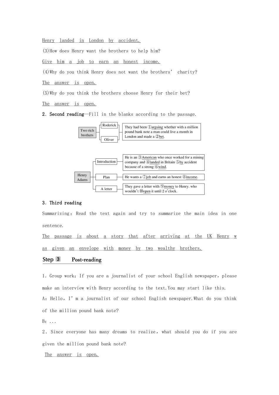 高中英语 Unit 5 THE VALUE OF MONEY Section Ⅱ Reading and Thinking（1）学案 新人教版必修第三册-新人教版高一第三册英语学案_第2页