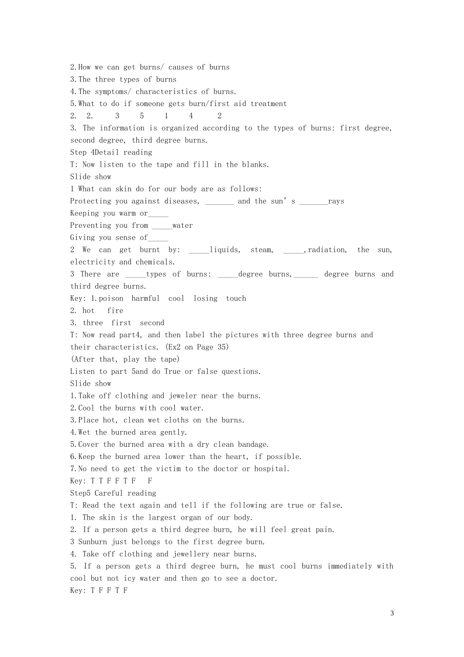 高中英语 Unit 5 First aid Reading学案 新人教版必修5-新人教版高二必修5英语学案_第3页