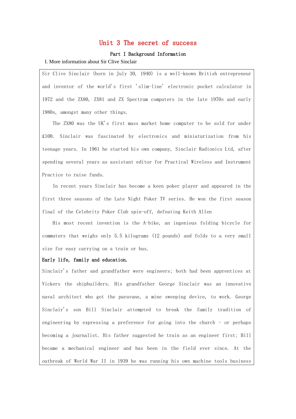 高中英语 Unit 3《The secret of success》文字素材1 牛津译林版选修11_第1页