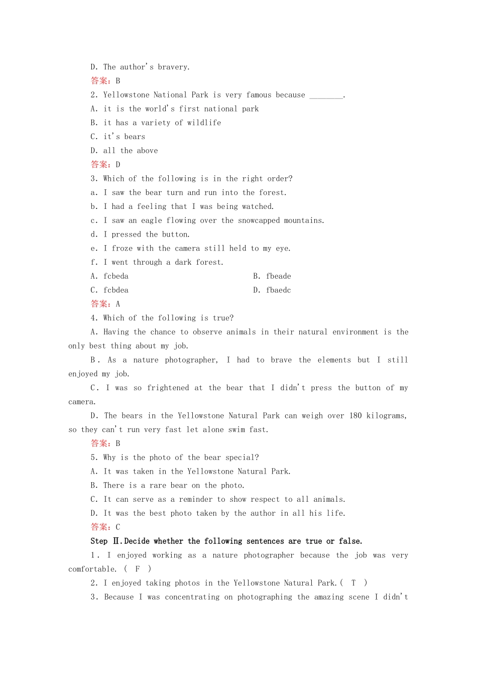 高中英语 Unit 5 Into the wild（第3课时）Developing ideas学案（含解析）外研版必修第一册-外研版高一第一册英语学案_第2页