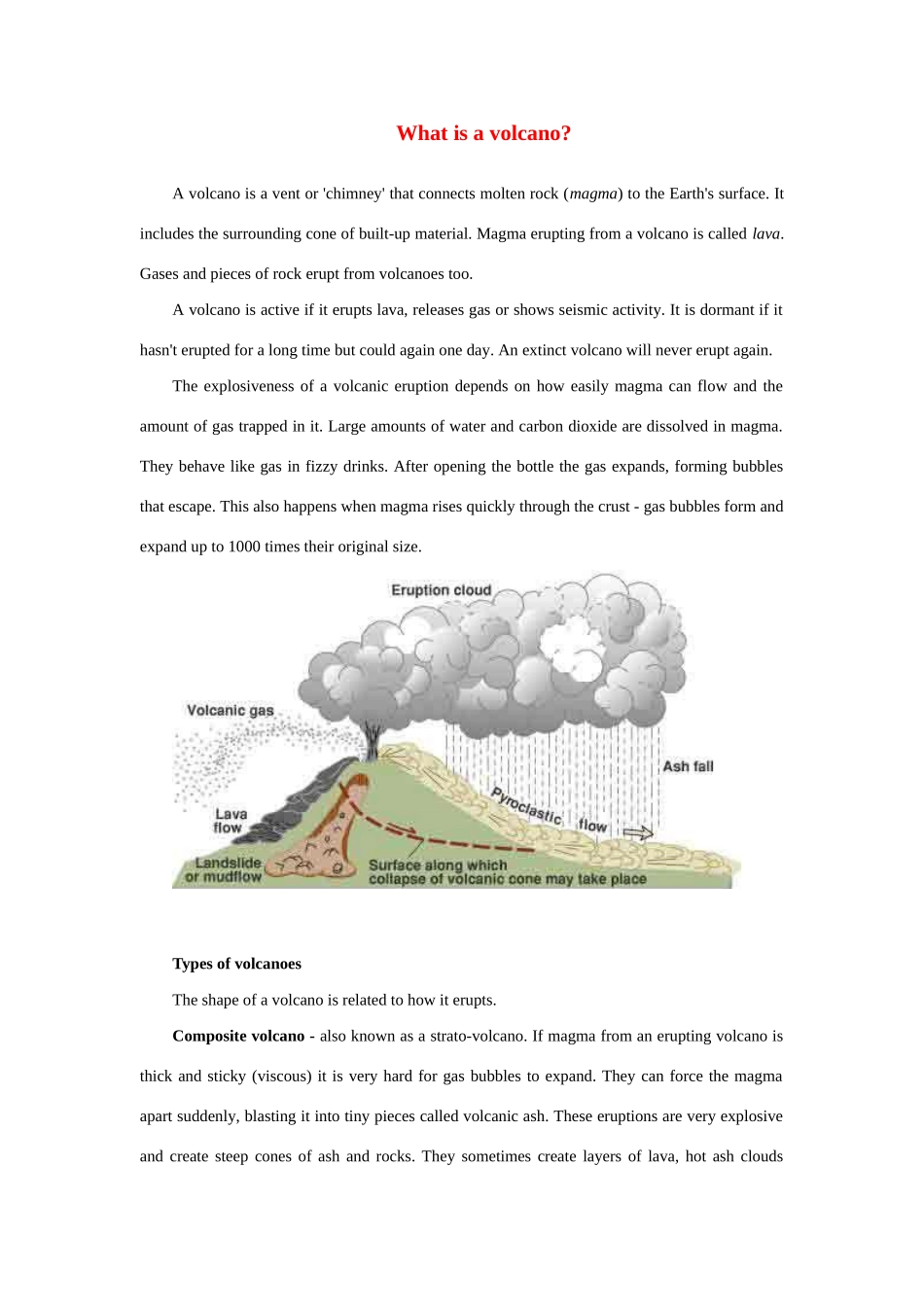 高中英语 Unit 5《The Power of nature-What is a volcano》文字素材 新人教版选修6_第1页