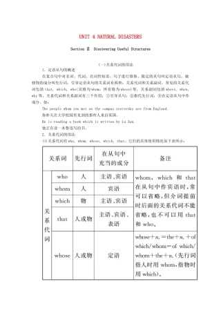 高中英语 UNIT 4 NATURAL DISASTERS Section Ⅱ Discovering Useful Structures学案（含解析）新人教版必修第一册-新人教版高一第一册英语学案