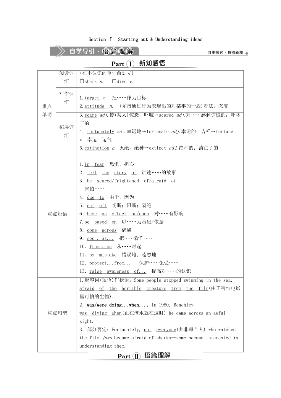 高中英语 Unit 6 Earth first Section Ⅰ Starting out  Understanding ideas教学案 外研版必修第二册-外研版高一第二册英语教学案_第2页