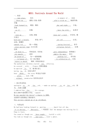 高中英语 Unit1《Festivals around the World》学案2 新人教版必修3