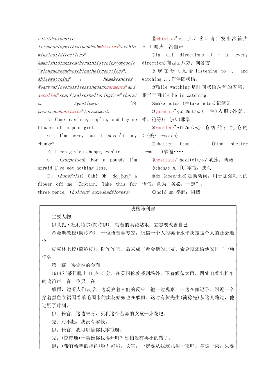 高中英语 Unit 4 Pygmalion Section Ⅰ Warming Up amp；Reading-Pre-reading教学案 新人教版选修8-新人教版高二选修8英语教学案_第3页