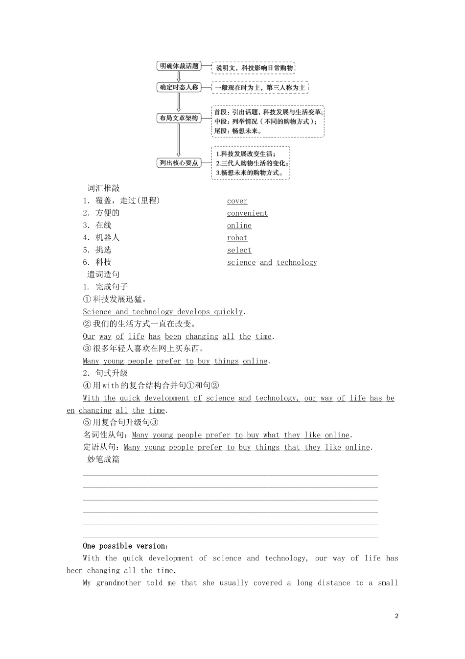 高中英语 UNIT 3 THE INTERNET Section Ⅴ Writing学案 新人教版必修第二册-新人教版高一第二册英语学案_第2页