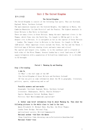 高中英语 Unit2 第1学时 Warming up and reading学案 新人教版必修5