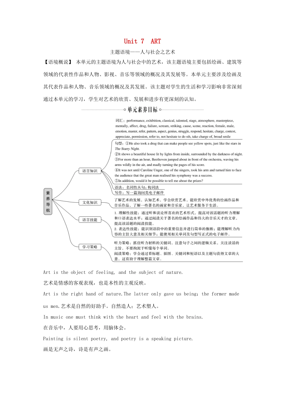 高中英语 Unit 7 ART Section Ⅰ Topic talk学案 北师大版必修第三册-北师大版高一第三册英语学案_第1页