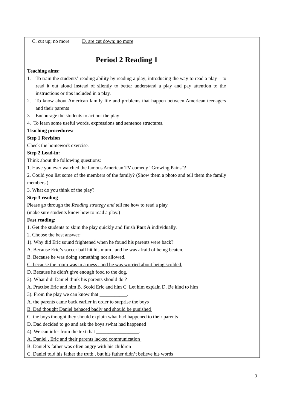 高中英语 Unit2 groowing pains 学案 牛津版必修1_第3页