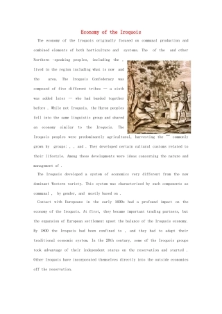 高中英语 Unit2 People on the move文化背景Economy of the Iroquois素材 牛津译林版选修10-牛津版高三选修10英语素材