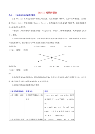 高中英语 Unit11 动词的语态 语法考点超级归纳素材-人教版高中全册英语素材