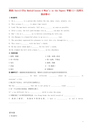高中英语 Unit11《The Media》lesson 4 What's in the Papers 学案（1） 北师大版必修4