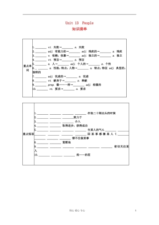 高中英语 Unit13 People学案 北师大版必修5