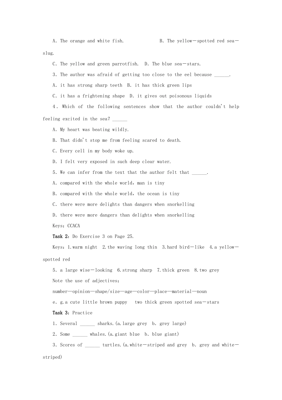 高中英语 Unit3 Under the sea Period 5优秀教案 新人教版选修7_第3页