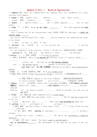 高中英语 Unit1 langhter is good for you重点单词学案 牛津译林版选修6-牛津版高二选修6英语学案