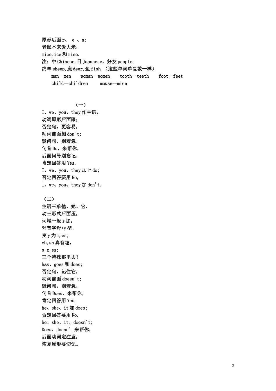 高中英语 初学者英语语法顺口溜素材_第2页