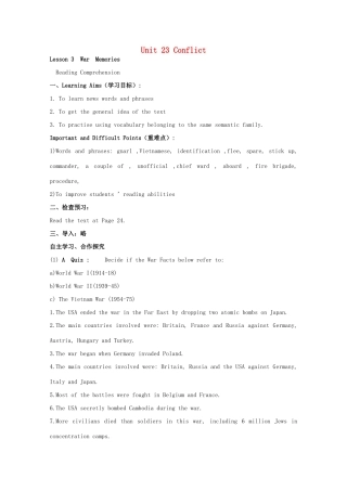 高中英语 Unit23 Conflict学案7 北师大版选修8-北师大版高二选修8英语学案