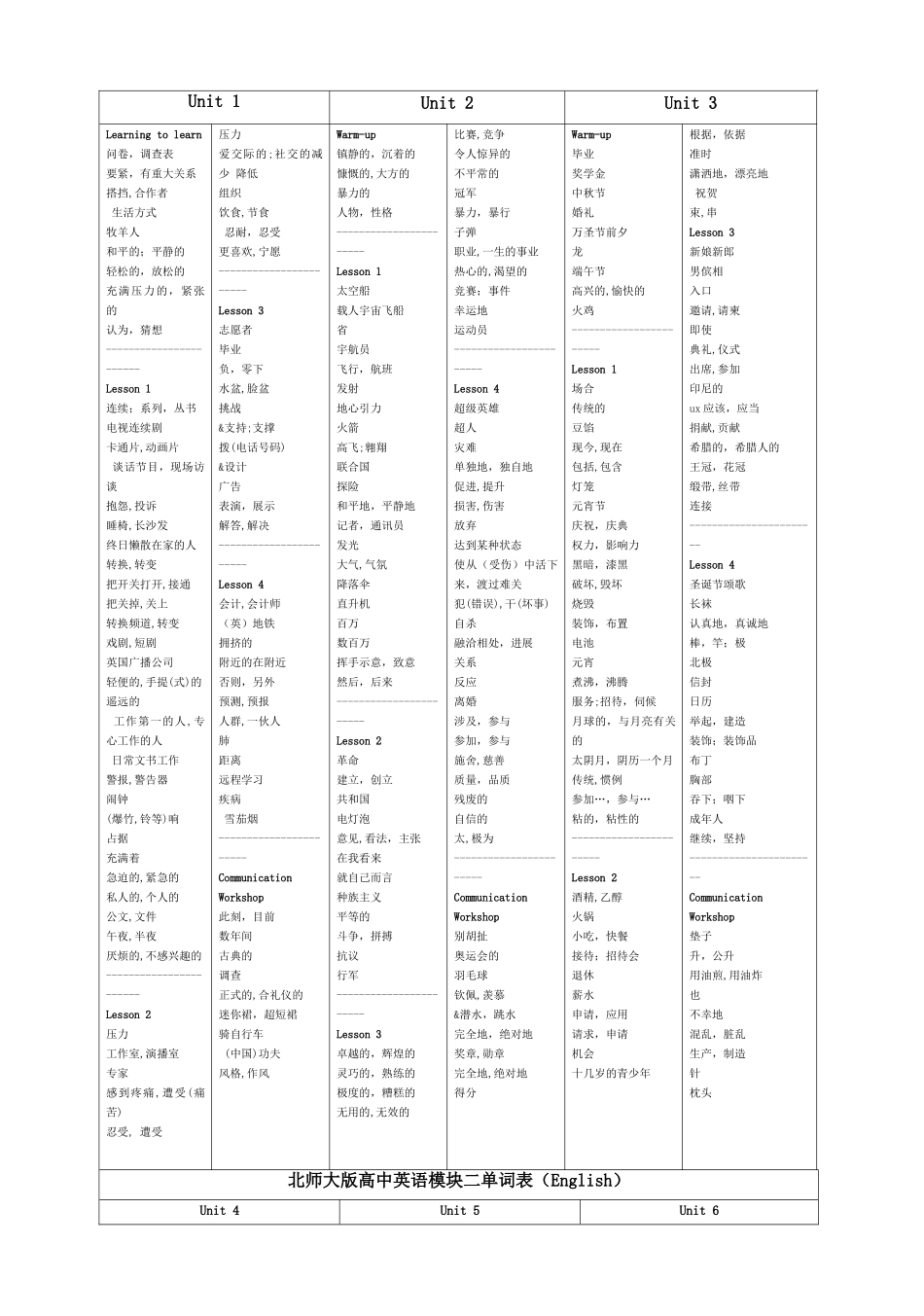 高中英语 单词表素材 北师大版_第2页