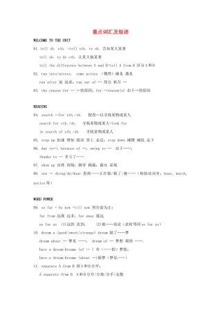 高中英语 Unit1 Tales of the unexplained重点词汇及短语素材 牛津译林版必修2-牛津版高一必修2英语素材