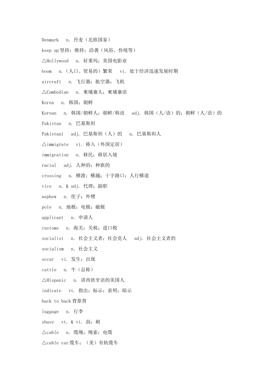 高中英语 各单元单词表 新人教版选修8_第2页