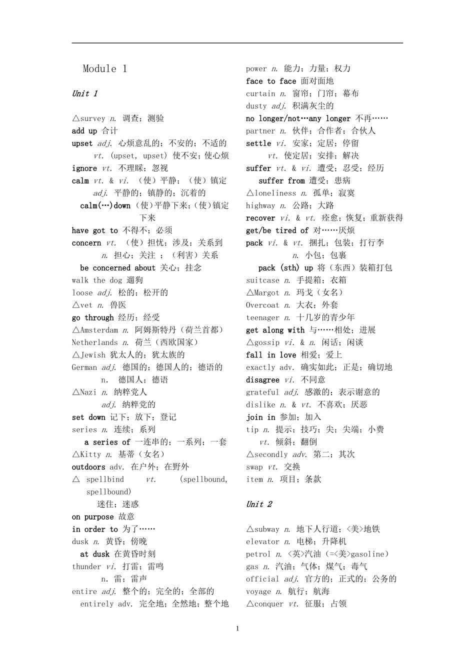 高中英语 必修1-5词汇表_第1页