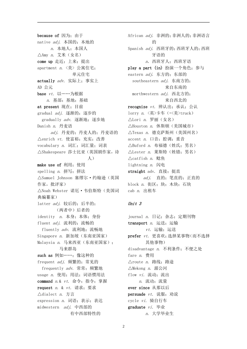 高中英语 必修1-5词汇表_第2页