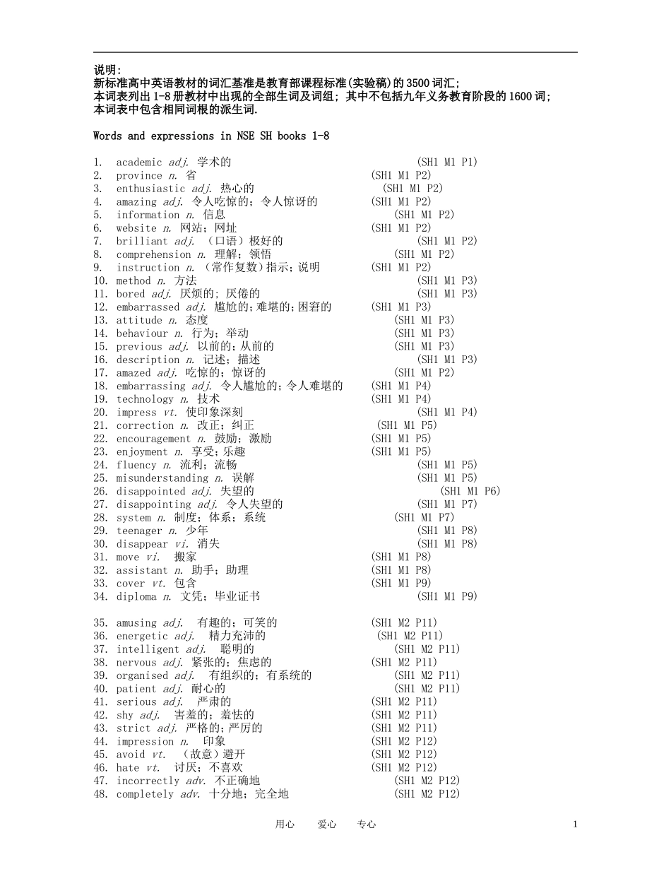 高中英语 词汇表素材 外研版_第1页