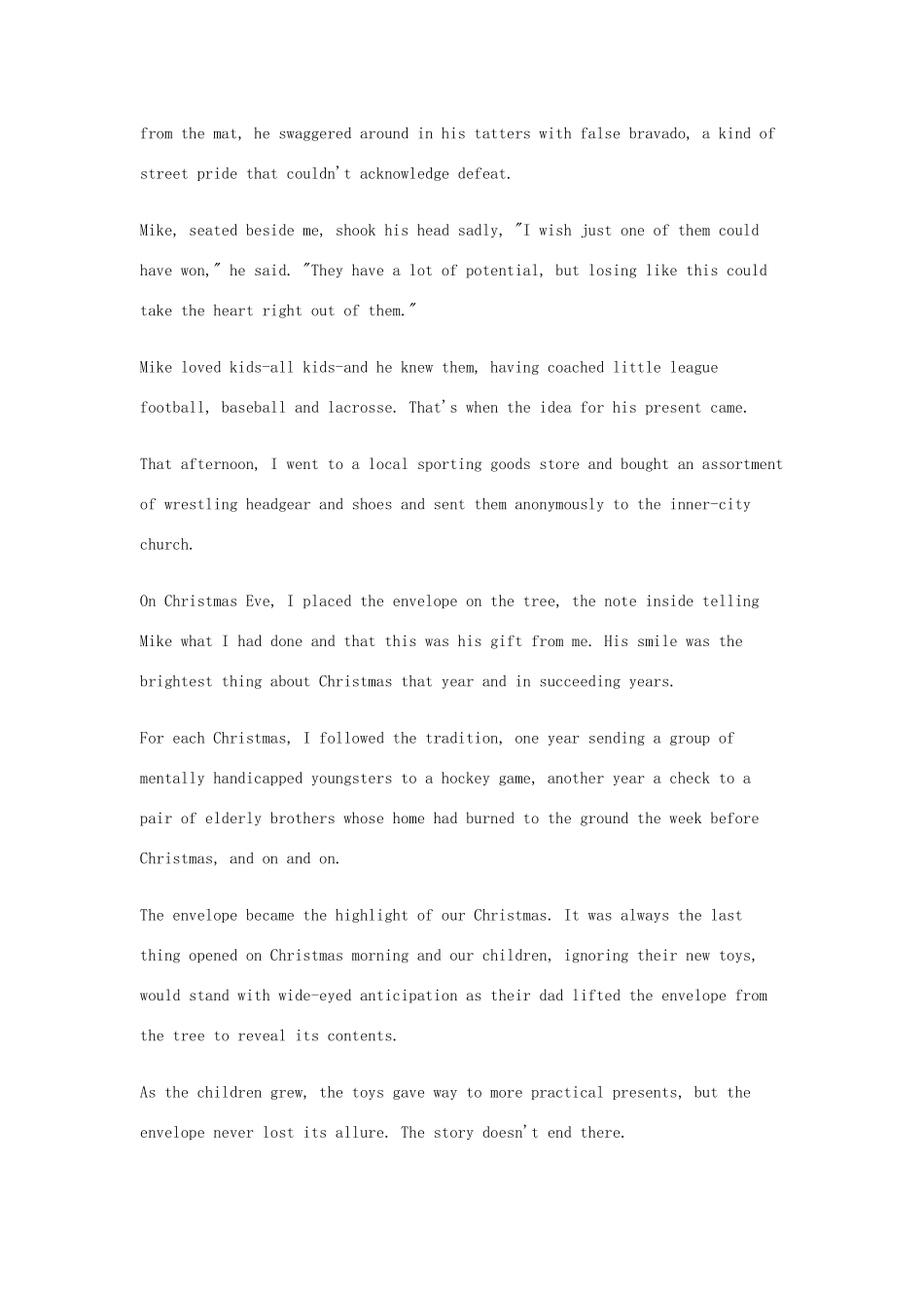 高中英语 双语美文阅读 一个信封的故事 The small white envelope素材_第2页