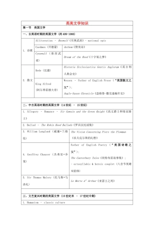 高中英语 中英对照英美文学知识素材-人教版高中全册英语素材