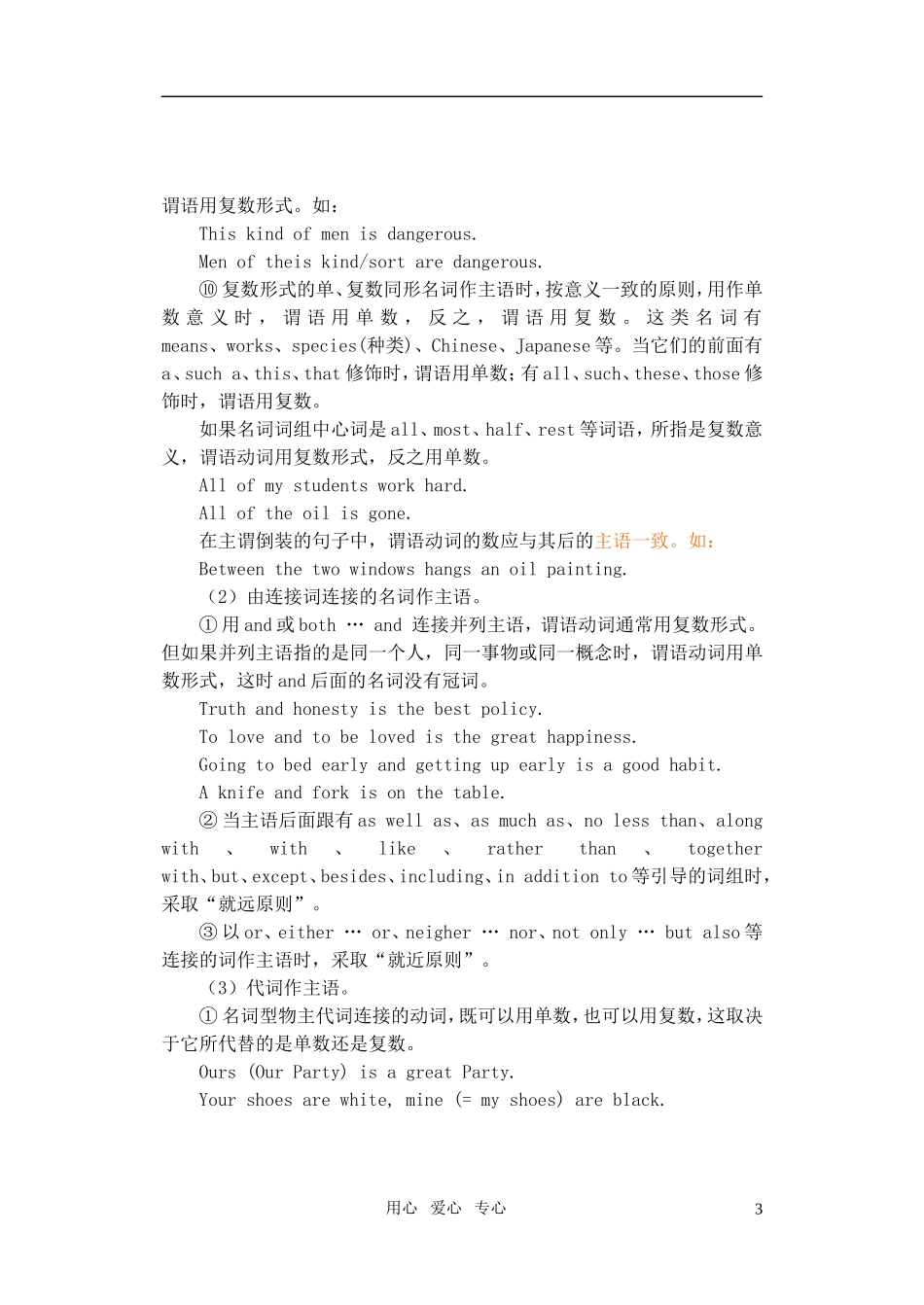 高中英语 主谓一致和倒装辅导_第3页