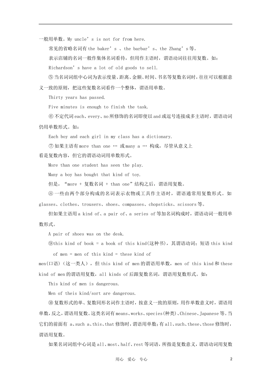 高中英语 主谓一致和倒装素材 新人教版_第2页