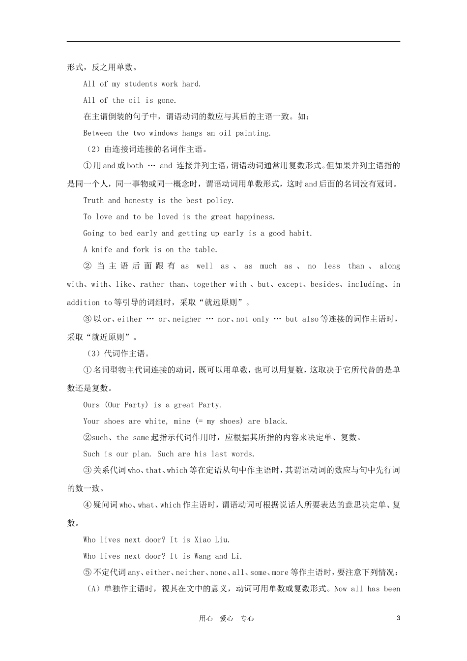 高中英语 主谓一致和倒装素材 新人教版_第3页