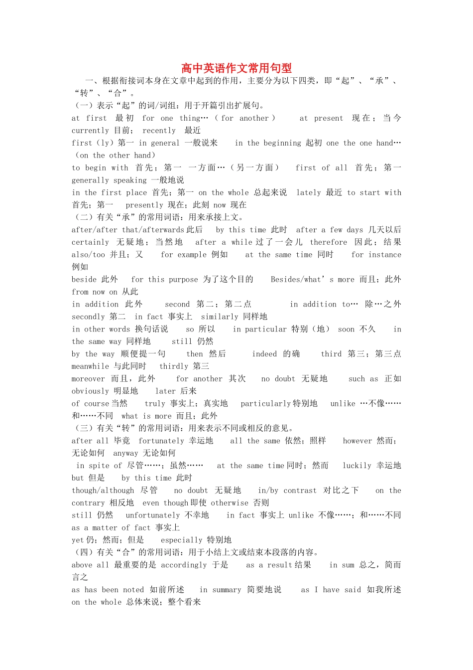 高中英语 作文常用句型素材_第1页