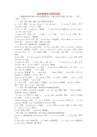 高中英语 作文常用句型素材