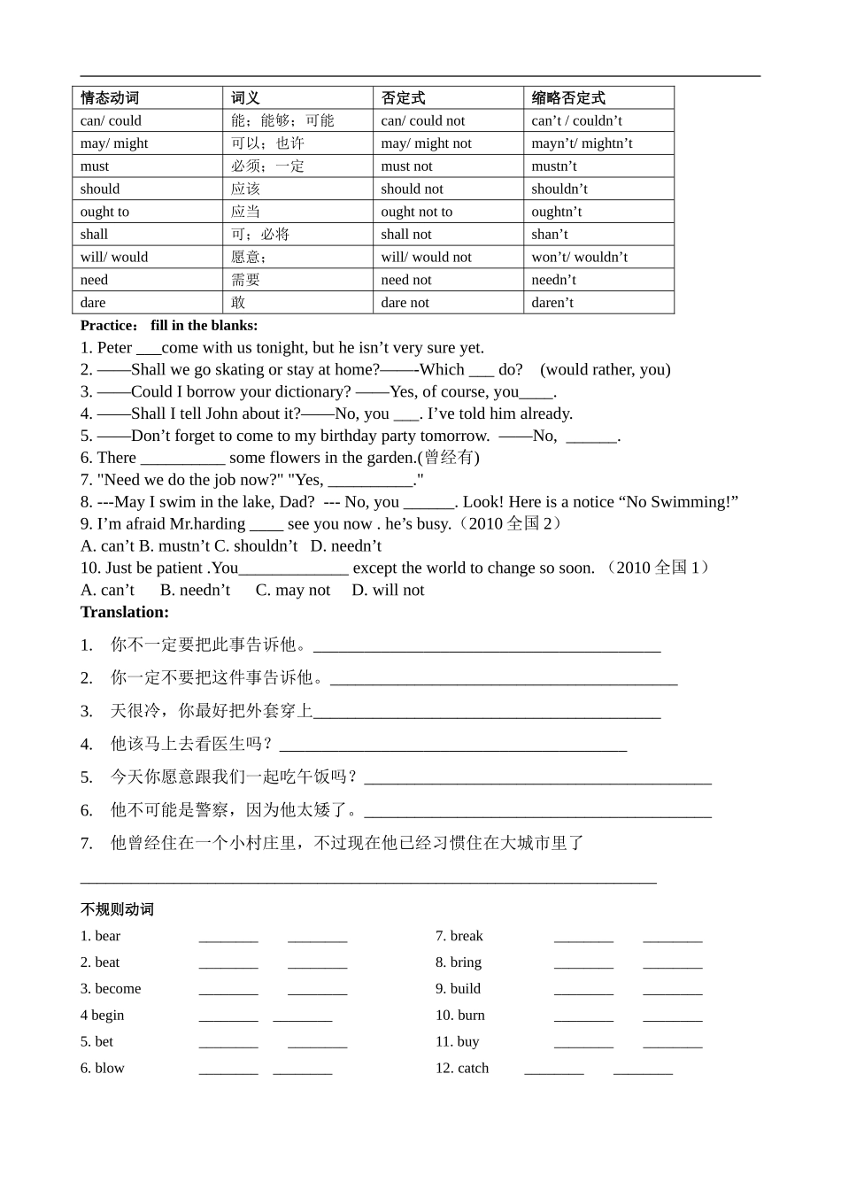 高中英语 衔接之动词的分类 牛津版必修1_第3页