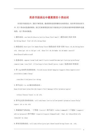 高中英语 英语书面表达中最重要的十类动词教学素材