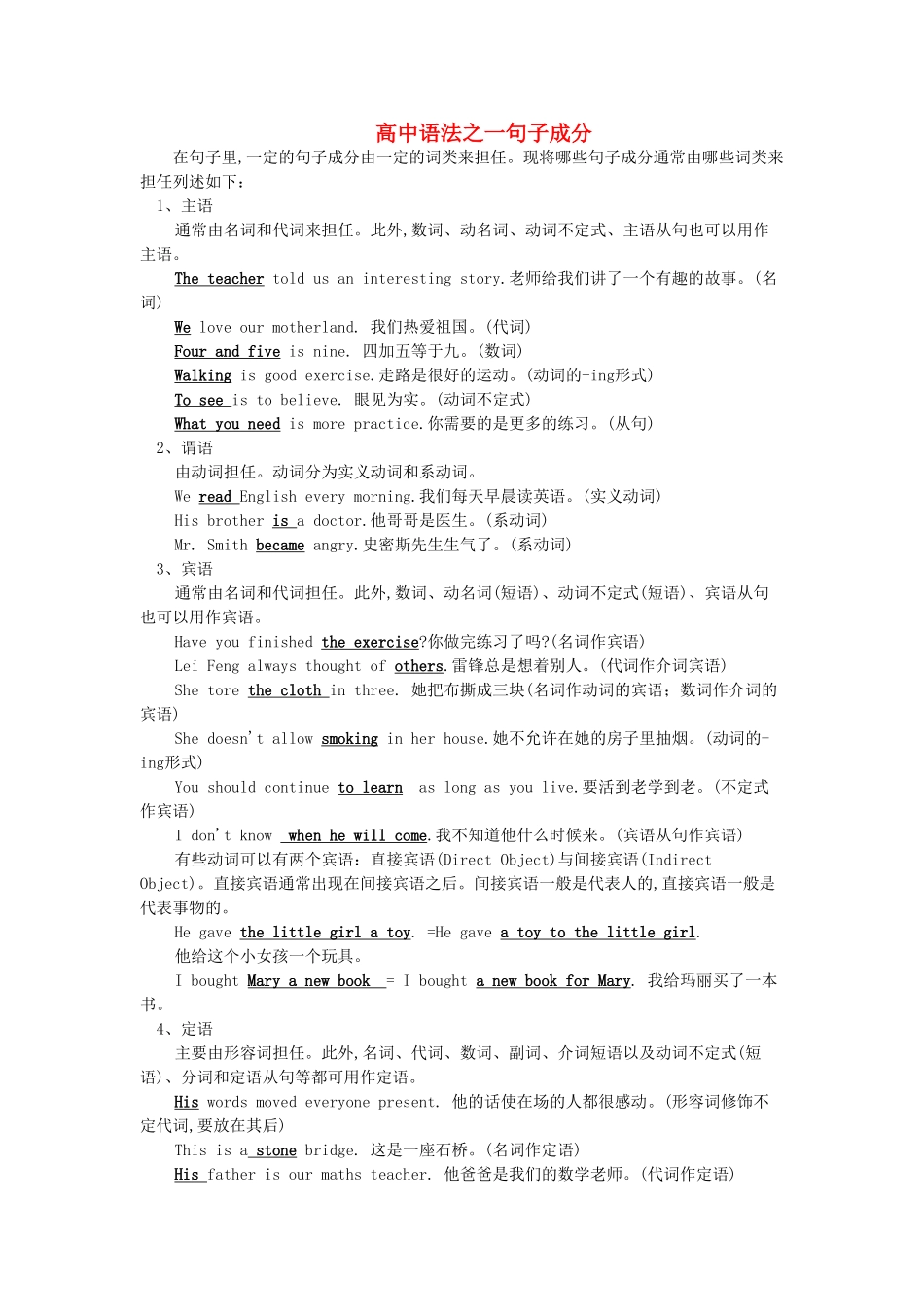 高中英语 语法之一句子成分_第1页