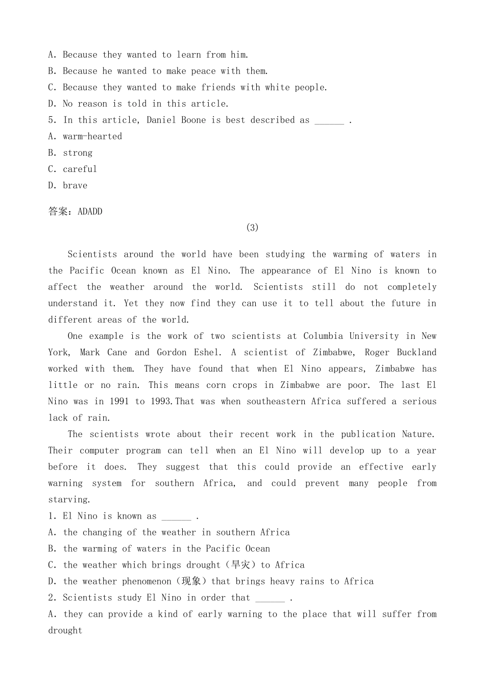 高中英语 阅读理解能力提升练习50篇素材_第3页