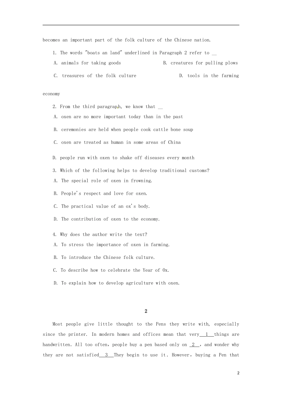 高中英语 阅读学案 译林牛津版选修7-牛津版高二选修7英语学案_第2页